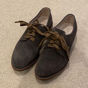 Brunello Cucinelli Dark Gray Suede Oxfords, sz 5.5